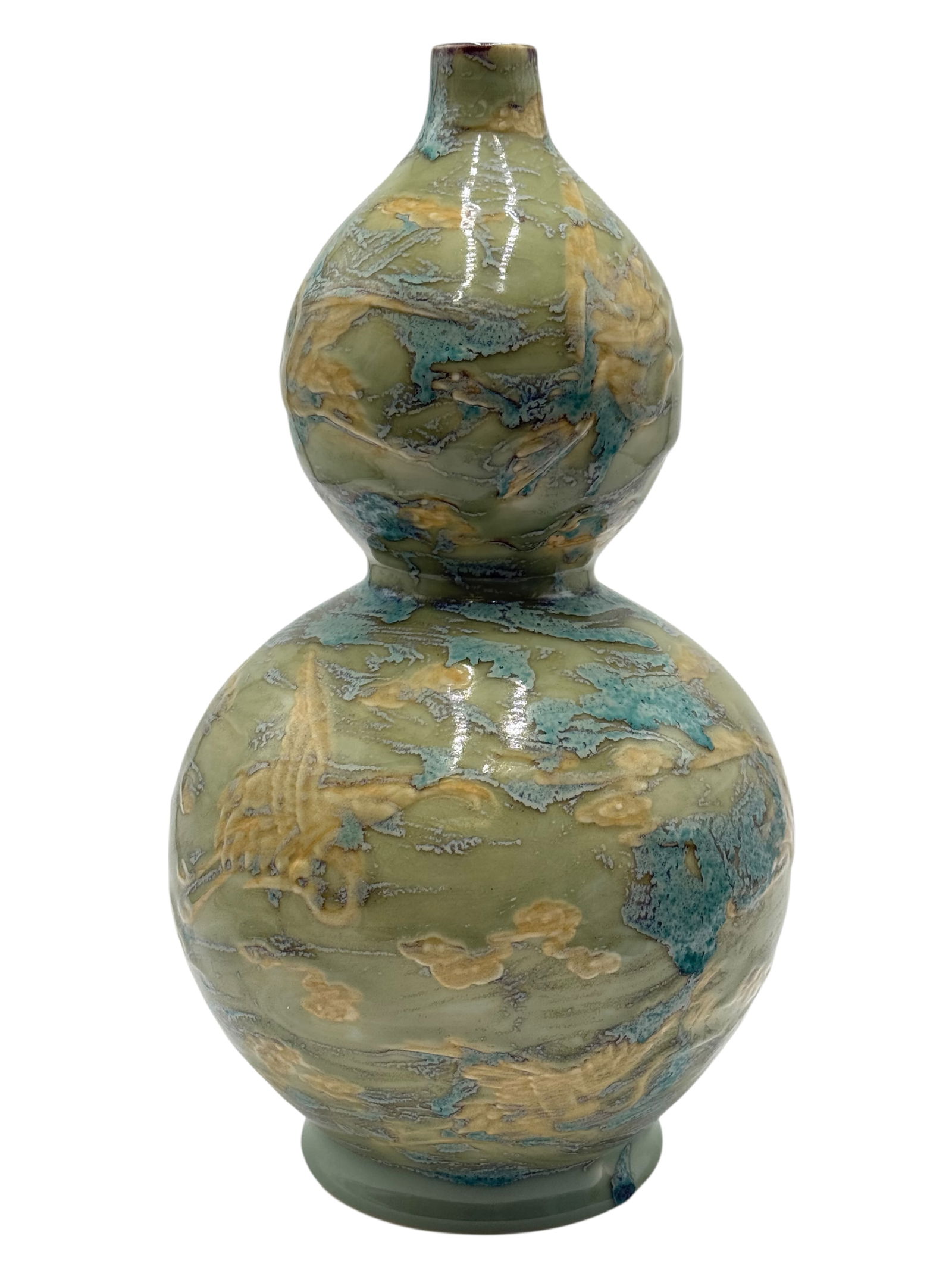 Double-Gourd Vase with Flambé and Celadon Glaze (1 of 8)
