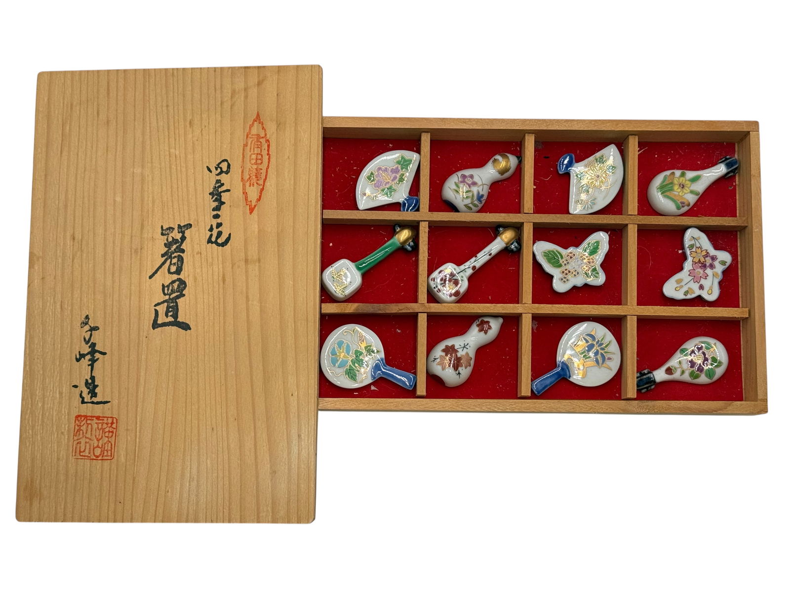 Japanese Porcelain Chopstick Rests Set with Season (1 of 4)