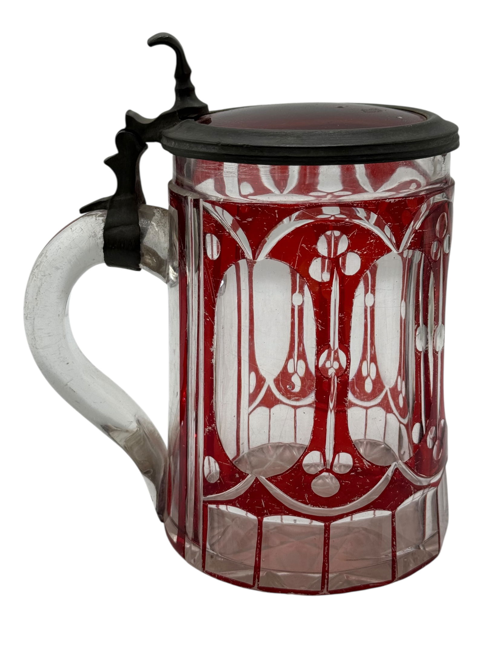 19th Century Bohemian Ruby Cut-to-Clear Glass Beer (1 of 3)