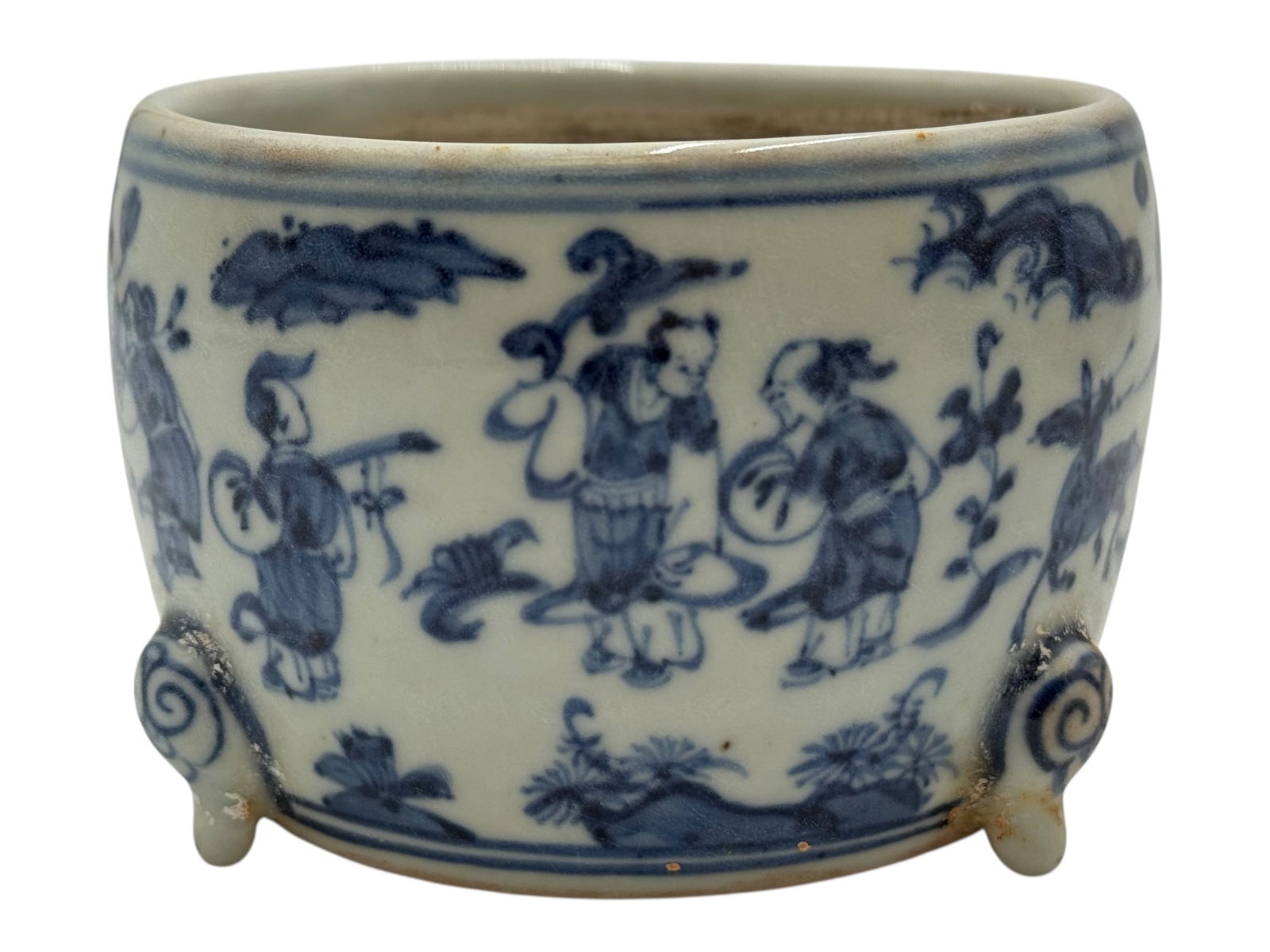 Blue and White Porcelain Tripod Brush Washer with (1 of 8)