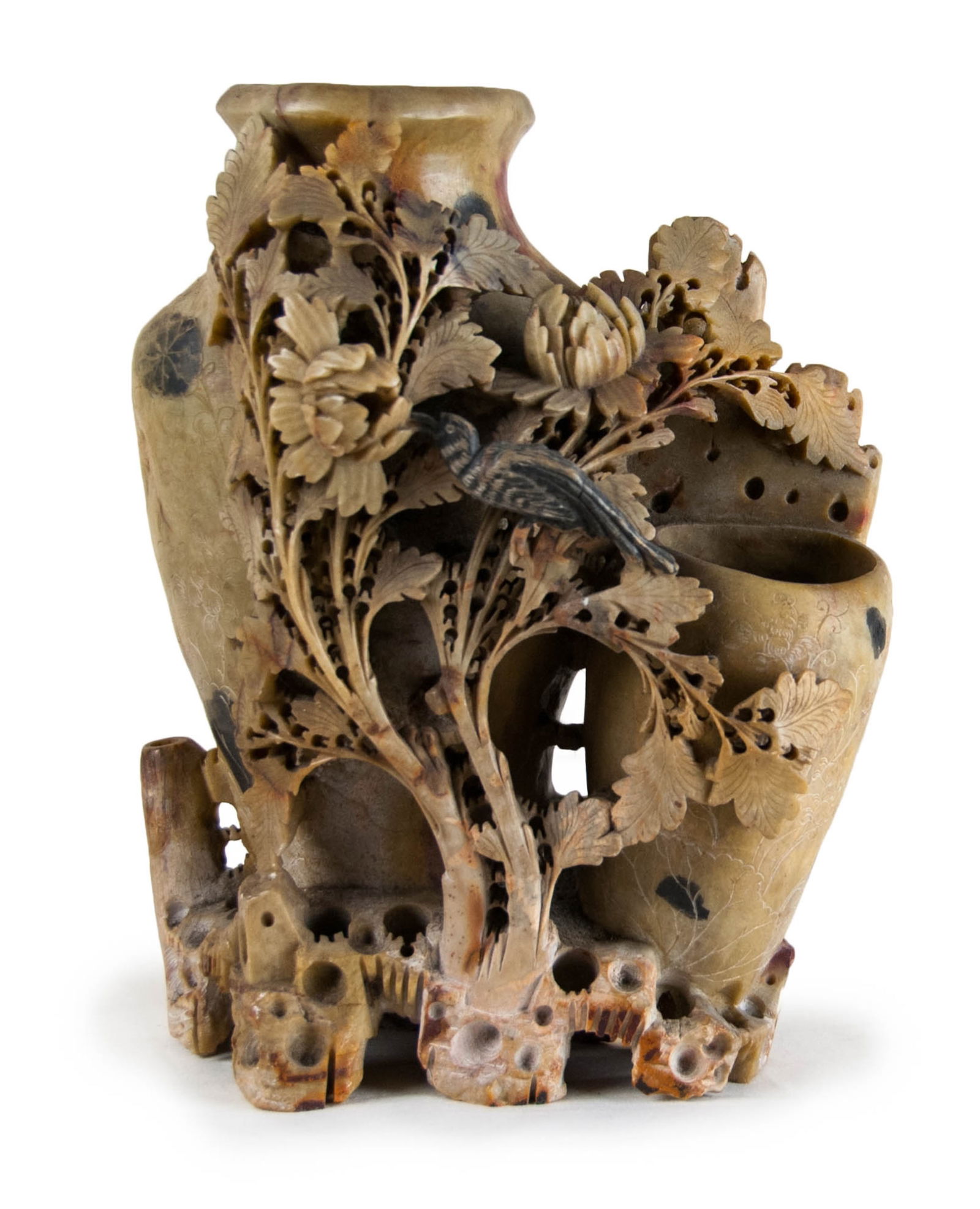 Soap Stone Double Vase: H: 8 inches W: 6 inches