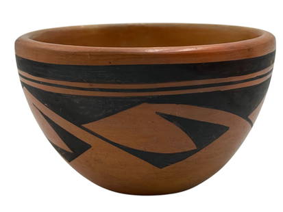 A Native American Indian Bowl: H : 2 1/2 in ( 6.35 cm ) W : 4 1/2 in ( 11.43 cm )