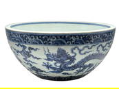 Ming-Style Blue and White Dragon Bowls, Underglaze