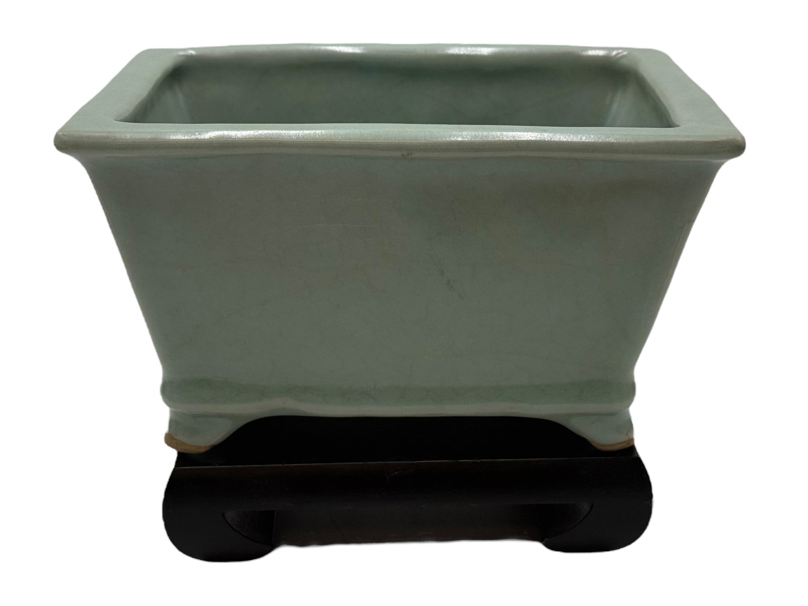 A Chinese Celadon Crackle Bonsai Pot With Stand (1 of 9)