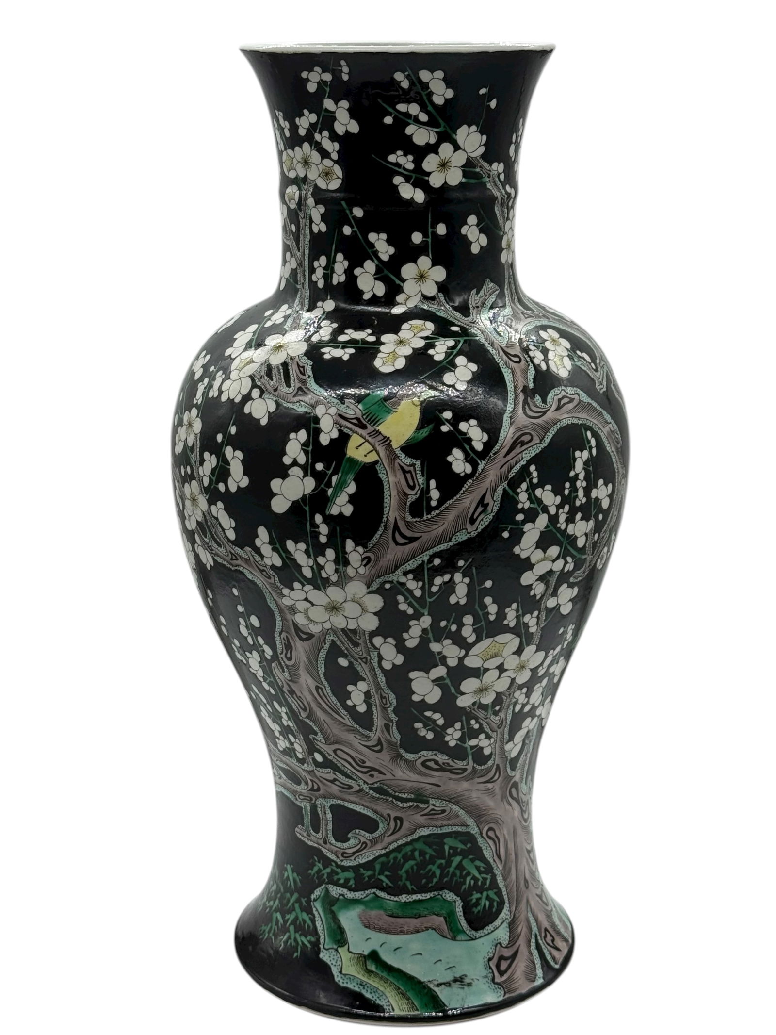 Chinese Famille Noire Vase with Plum Blossoms and (1 of 14)