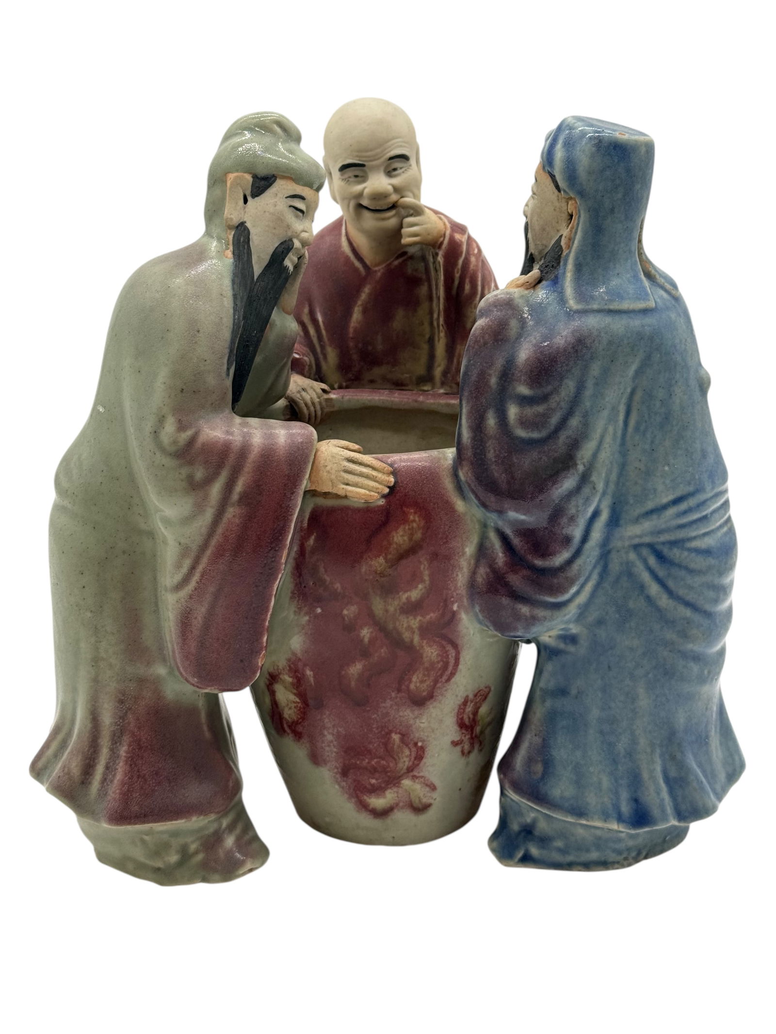 A Chinese Polychrome-Glazed Figure Group of Three (1 of 11)