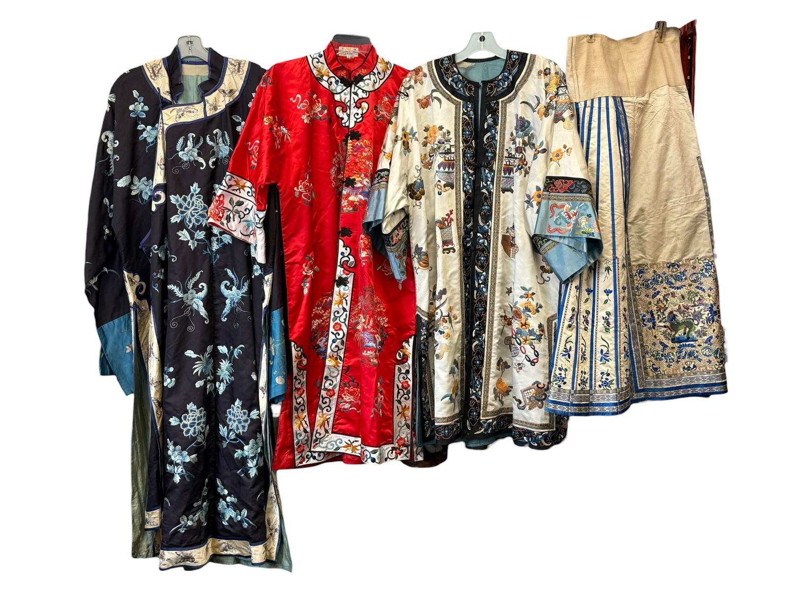 A Group of Chinese Embroidered Robes and a Skirt (1 of 19)