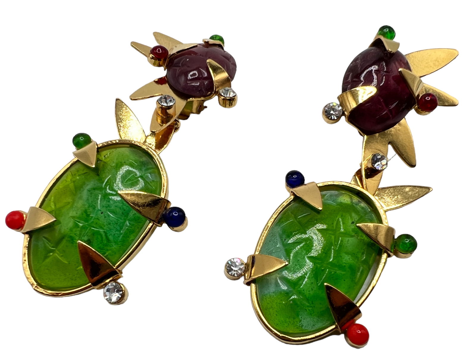 French BIJOUX DAUM Detachable Dangling Earrings: French DAUM Detachable Dangling Earrings H : 3in ( 7.62 cm )