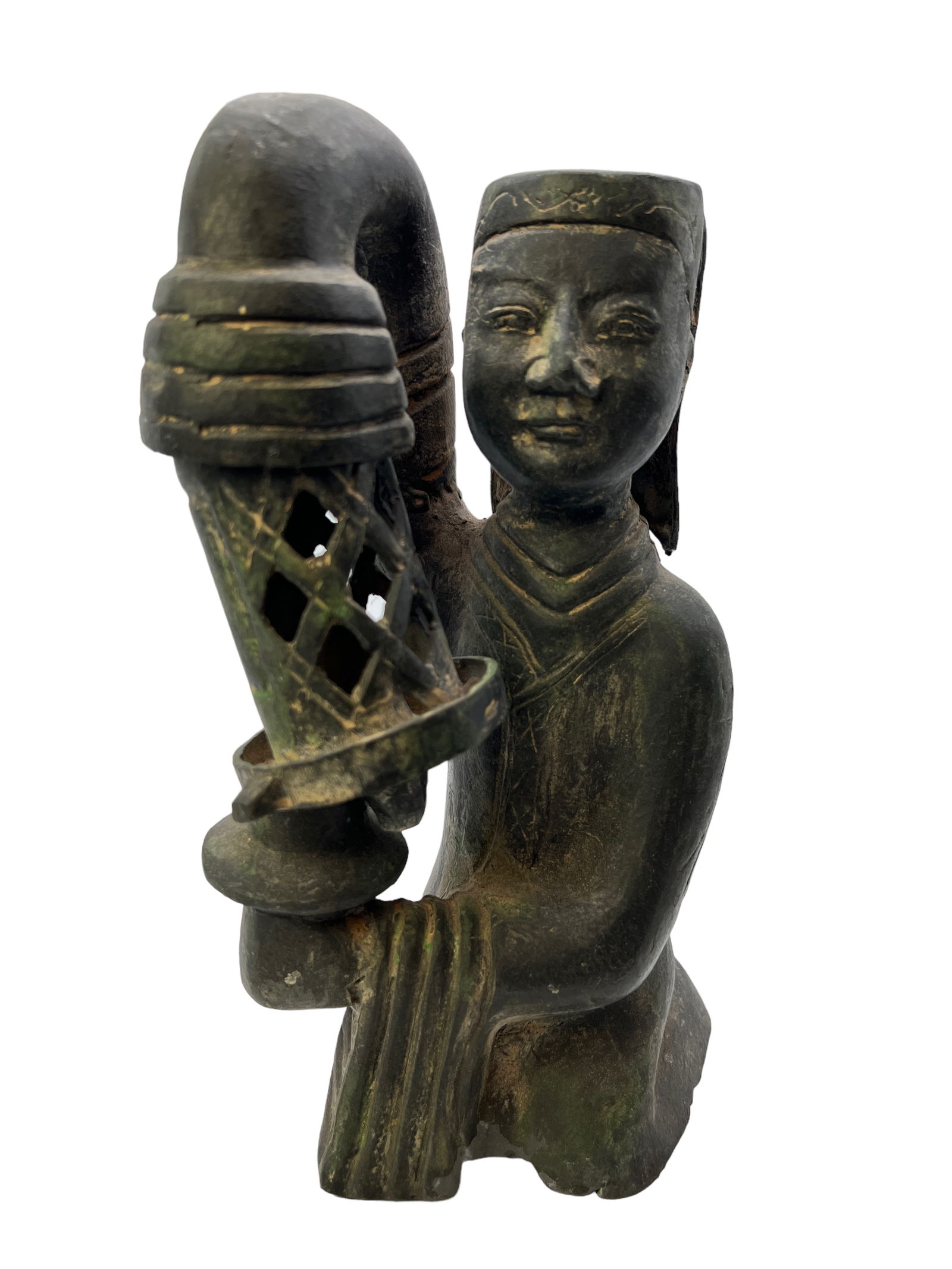 Chinese Bronze Figure: H : 9 3/4 in ( 24.76 cm ) W : 5 in ( 12.7 cm )