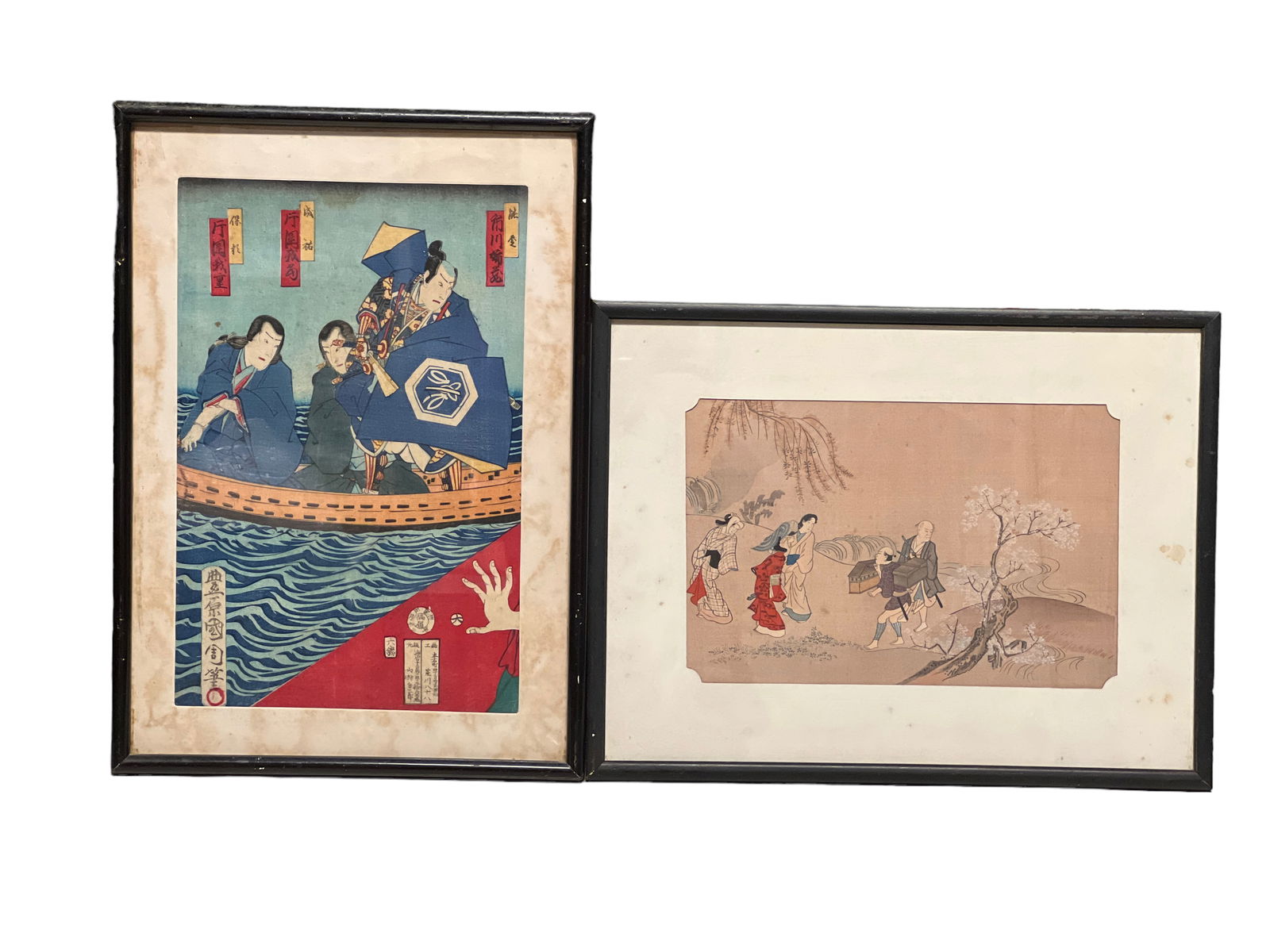 Two Japanese Woodblock Prints: The Largest: H : 17 3/4 in ( 45.9 cm ) W : 12 1/2 in ( 31.75 cm )