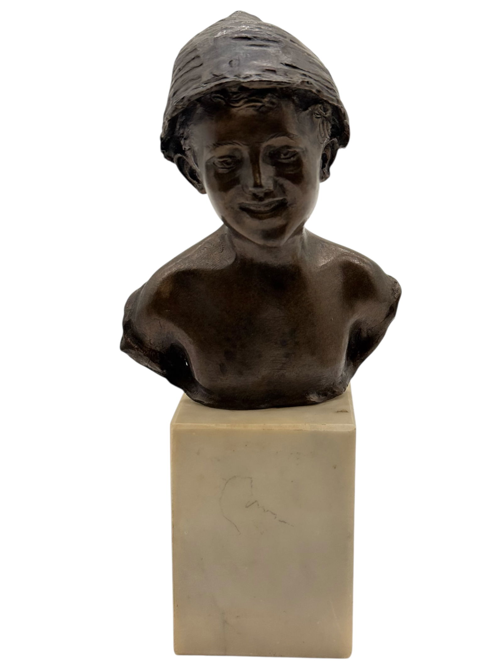 Bronze Bust of a Boy, attributed Giovanni de Marti: Bronze Bust of a Boy, attributed to the Italian artist Giovanni de Martino H: 8 1/4 inches W: 4 inches D: 1 1/2 inches