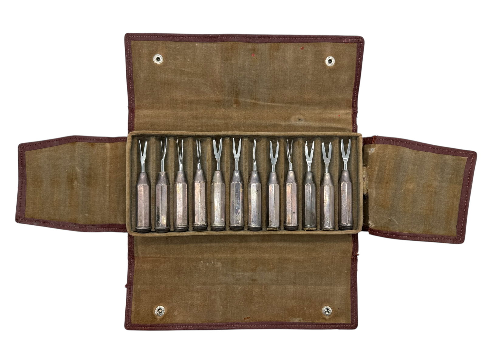 12-Pieces A Set of Silver-Handled Cocktail Forks: A Set of Twelve Silver-Handled Cocktail Forks L: 3 inches