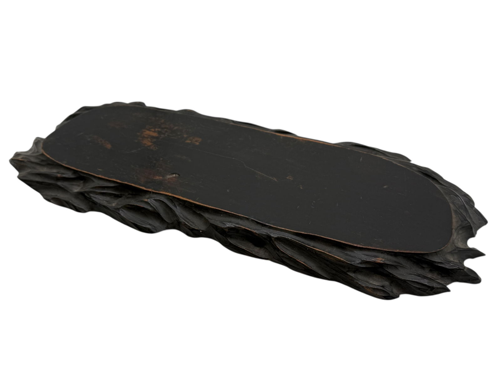 A Black-Lacquered Wood Display Stand: L: 24 inches W: 10 1/2 inches