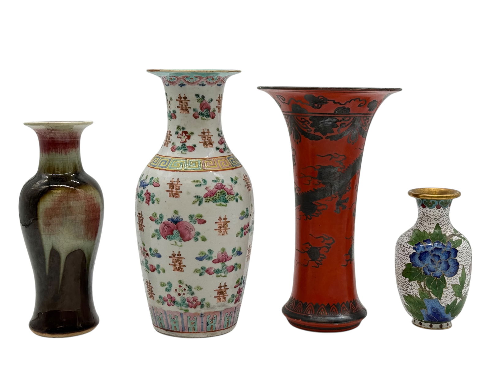 Four Chinese Decorative Vases,Porcelain,cloisonné (1 of 9)