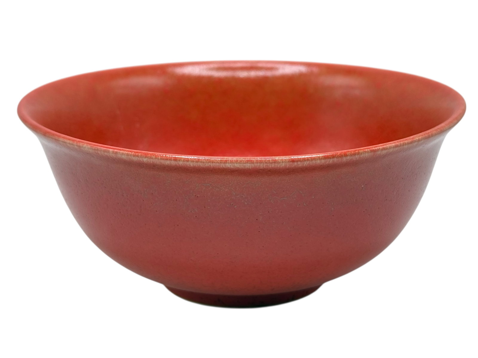 A Chinese Coral Red-Glazed Bowl, Qianlong Marks: H: 2 3/4 inches W: 6 1/4 inches