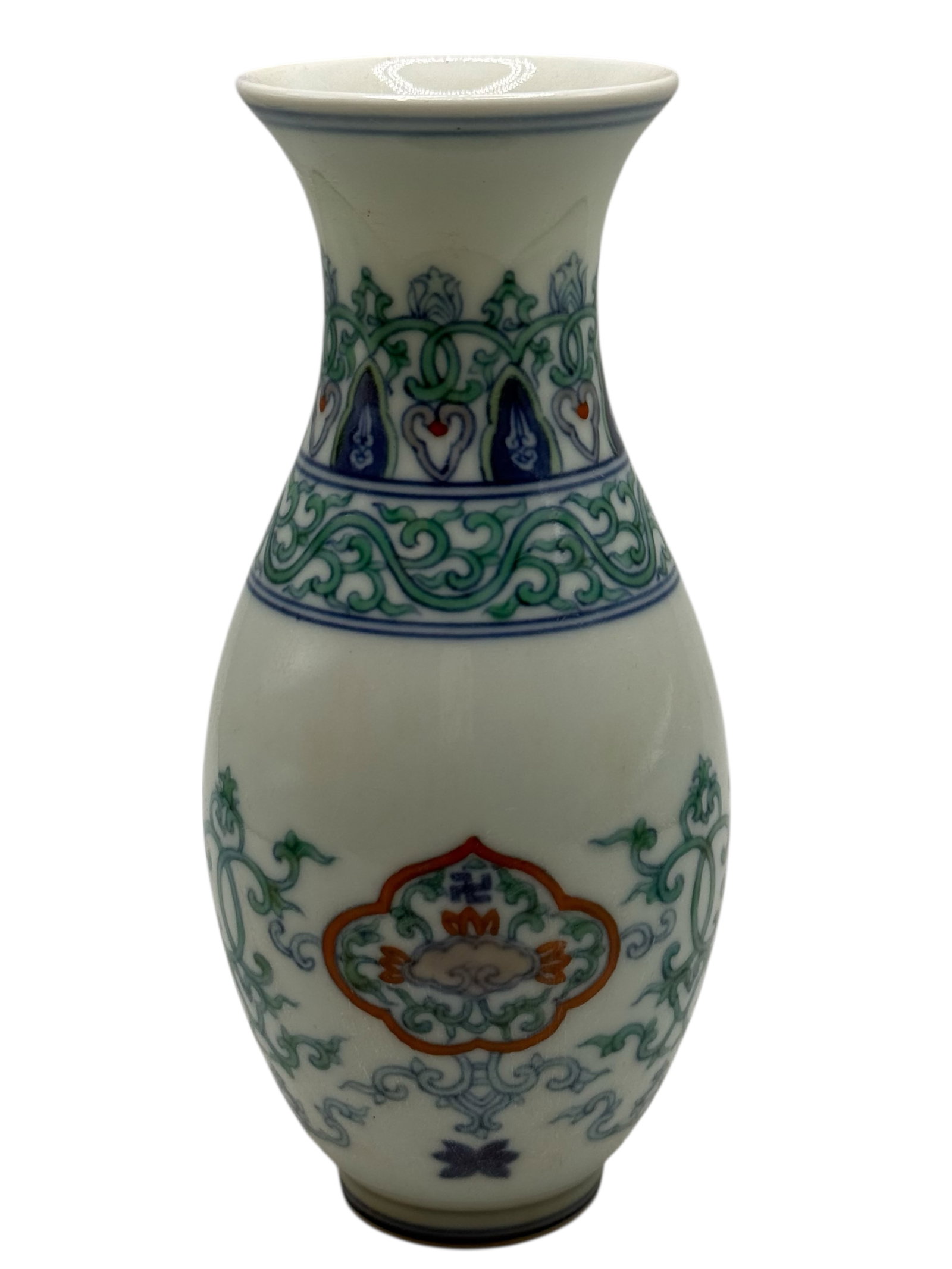 A Chinese Doucai Vase, Qianlong Marks: H: 5 1/2 inches W: 2 1/2 inches