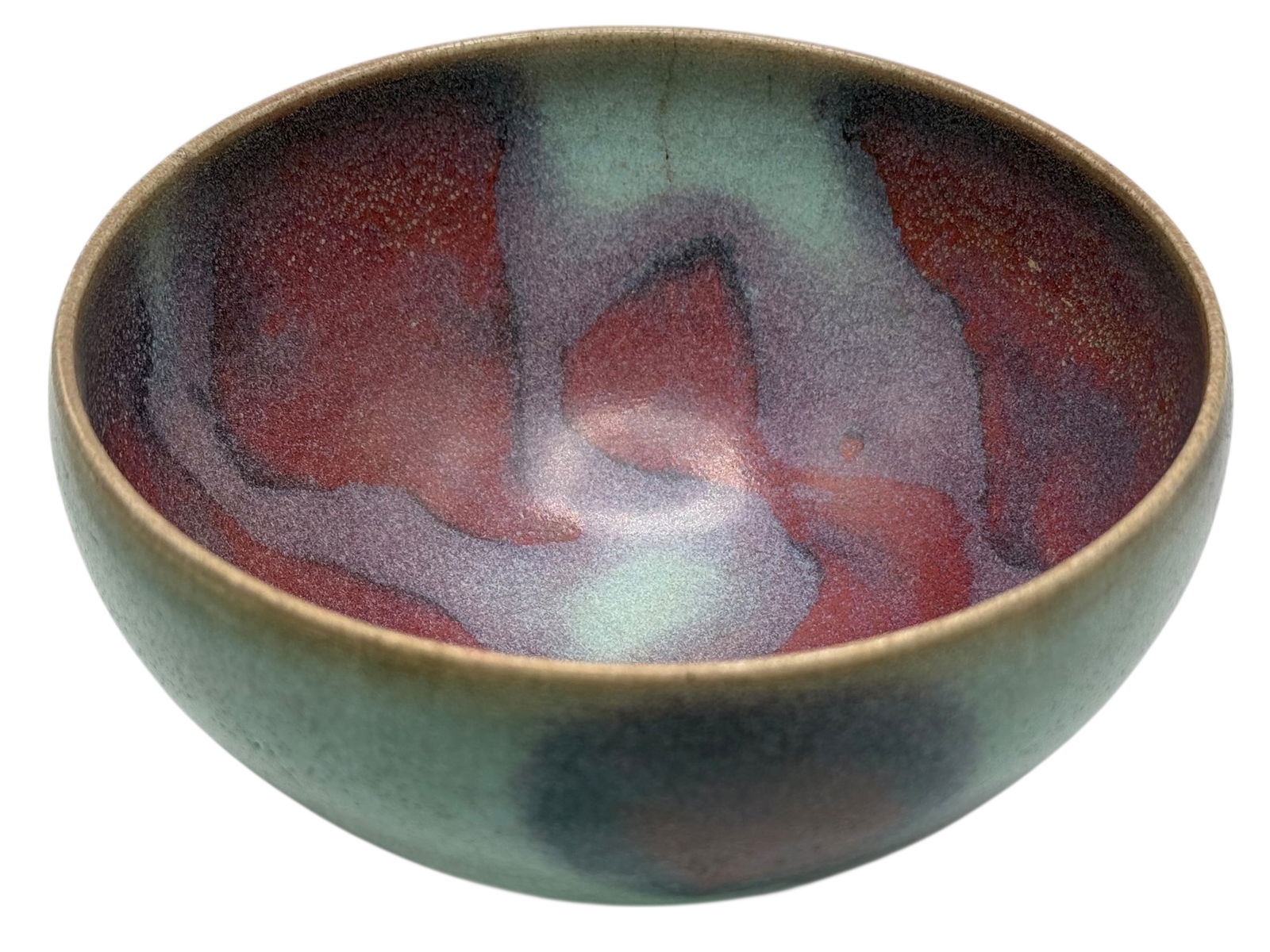 A Chinese Flambé-Glazed Jun Type Bowl: H: 3 1/4 inches W: 5 3/4 inches