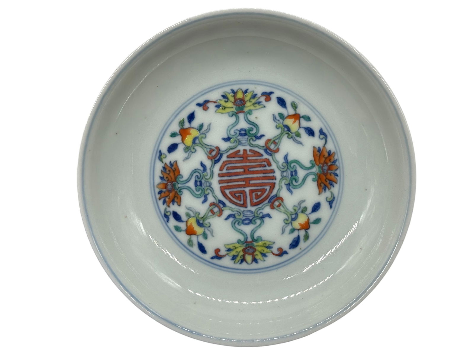 A Chinese Doucai Porcelain Dish with Shou (1 of 4)