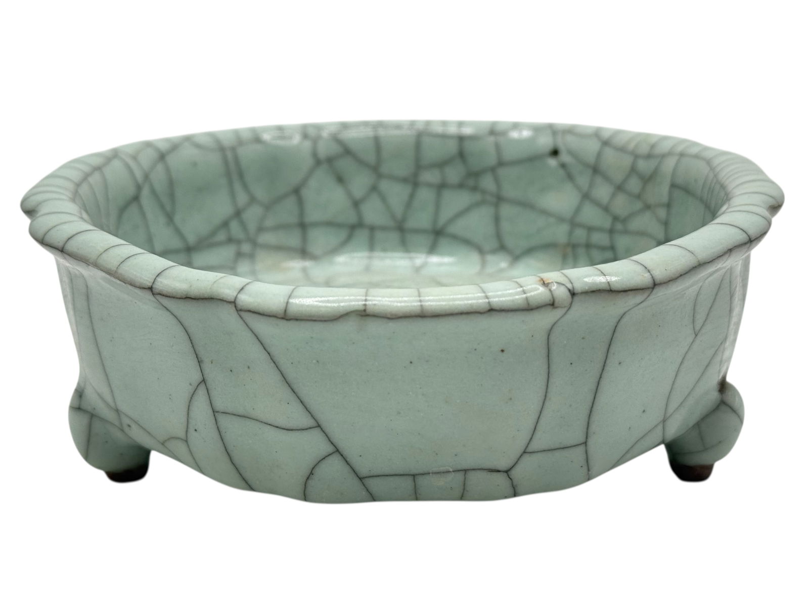 A Chinese Crackle-Glazed Basin: A Chinese Crackle-Glazed Basin H: 2 1/2 inches W: 6 inches