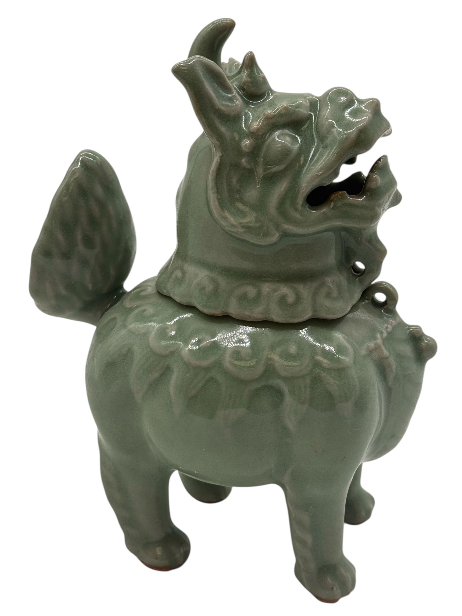 A Chinese Celadon-Glazed Mythical Beast Censer (1 of 6)