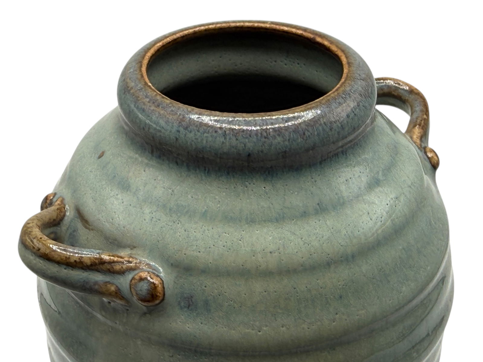 A Chinese Celadon-Glazed Jar with Loop Handles - 7