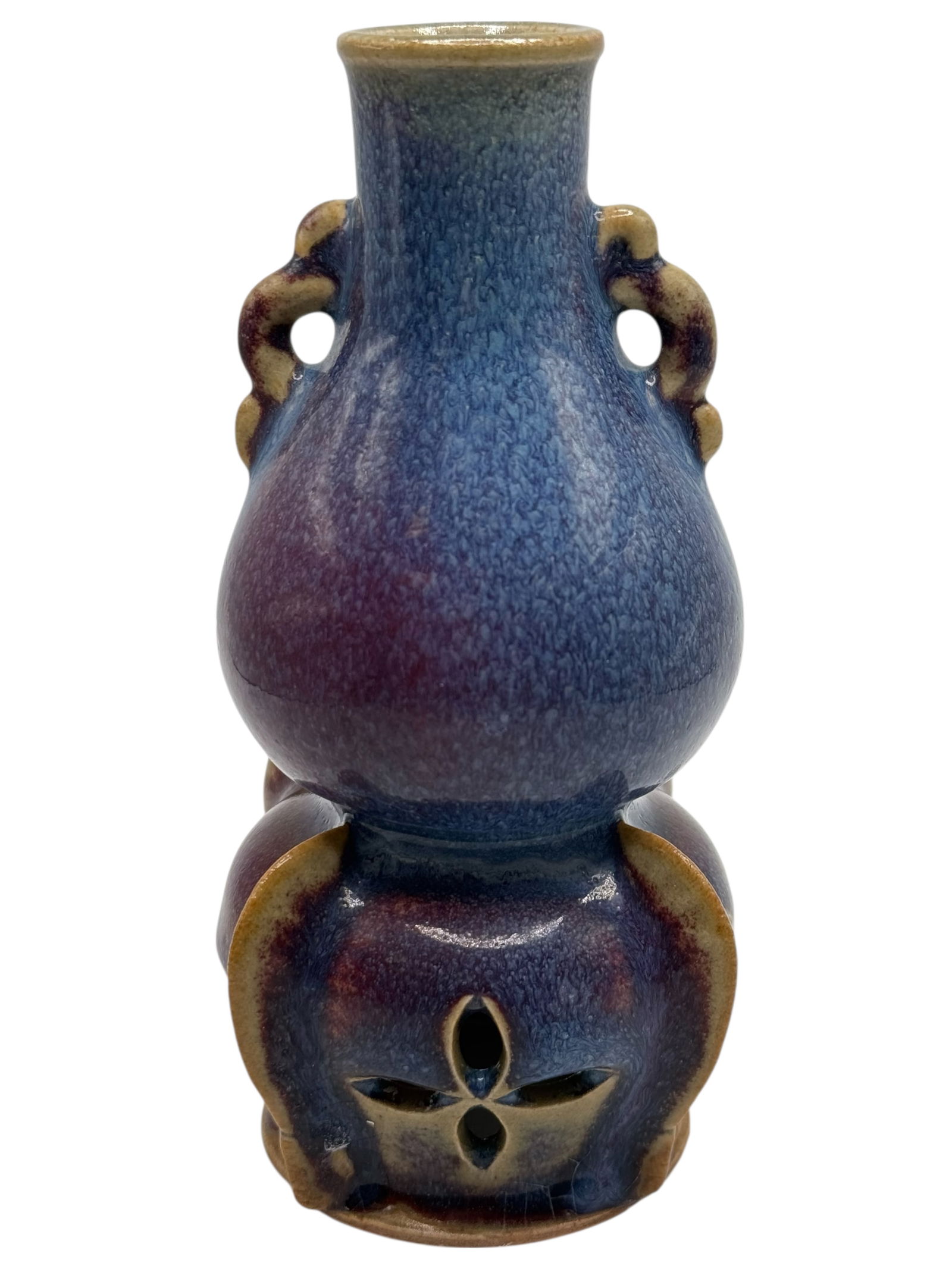 A Chinese Flambé-Glazed Double-Gourd Vase: H: 6 inches W: 3 1/2 inches
