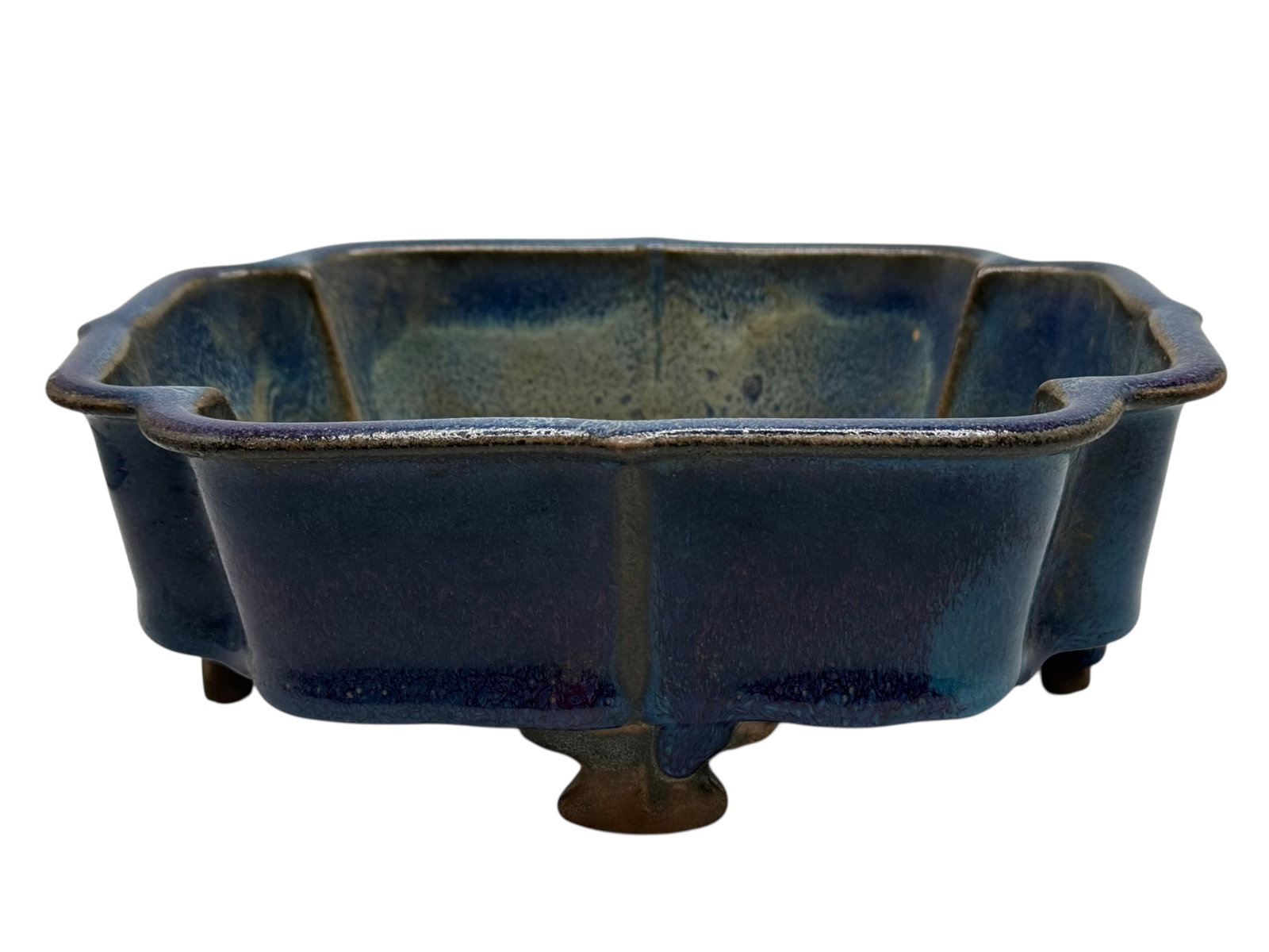A Chinese Jun Kiln Type Blue-Glazed Basin: H: 2 3/4 inches W: 8 inches D: 6 inches