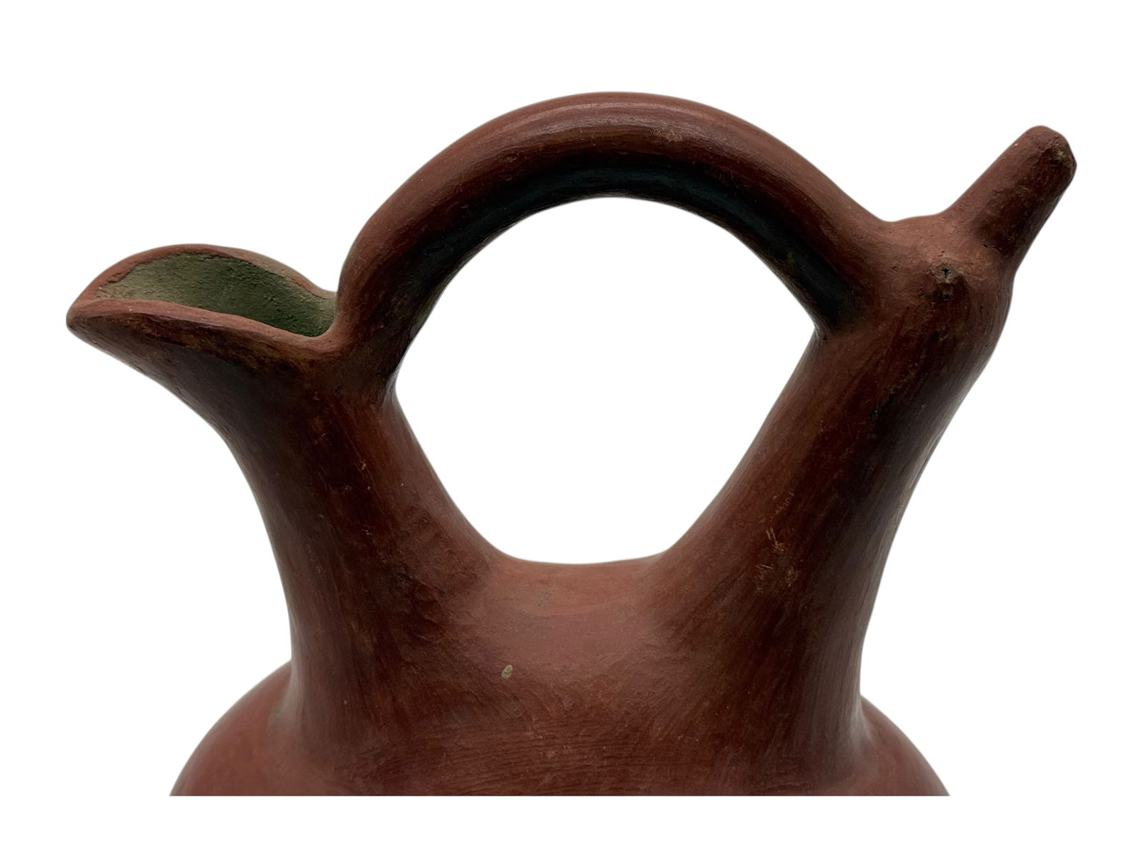 A Red Earthenware Vessel with Double Spouts - 3