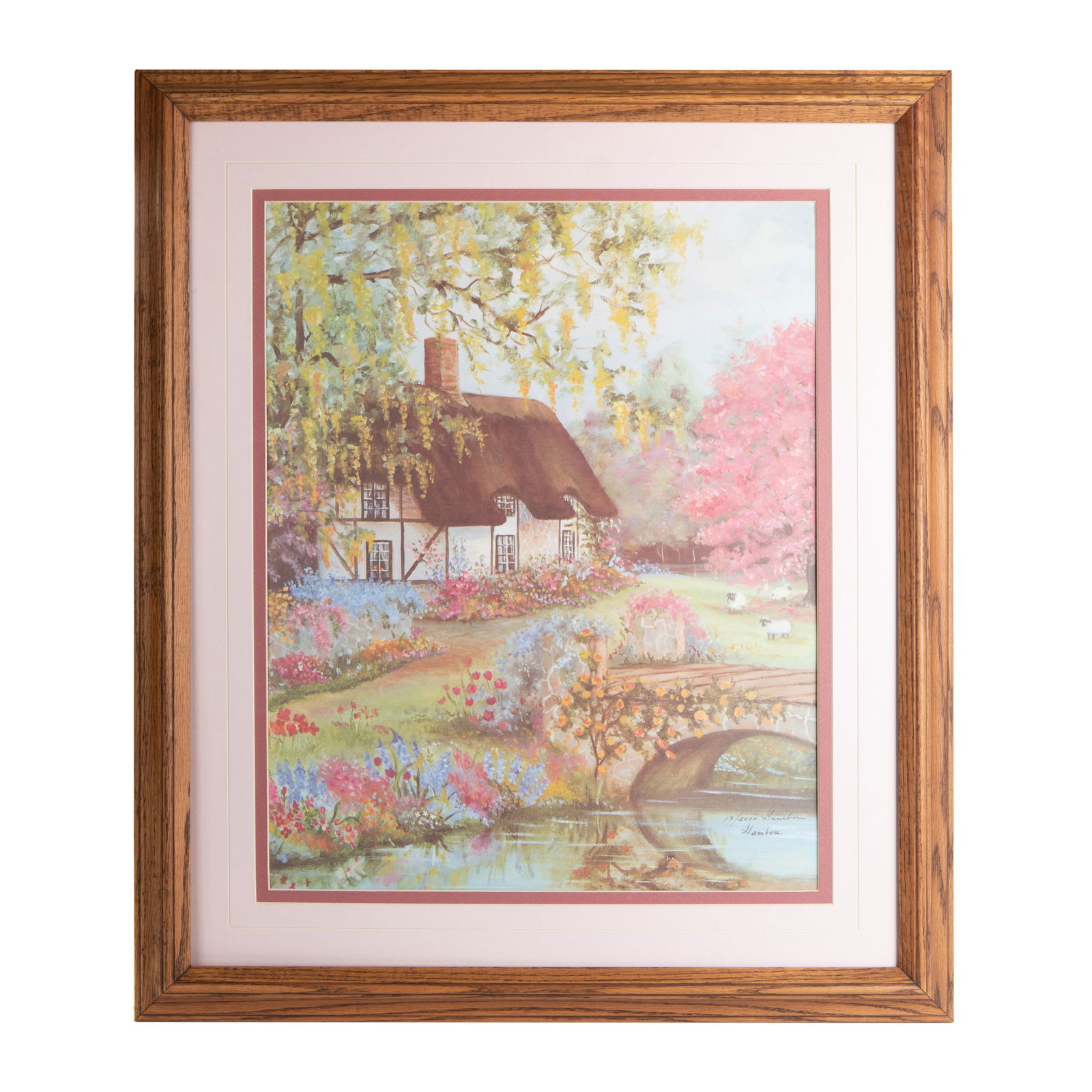 FRAMED PRINT GAMBOA "THATCHED ROOF HOME" 17/3000: H:27in(68.5cm) W:23in(58.4cm)