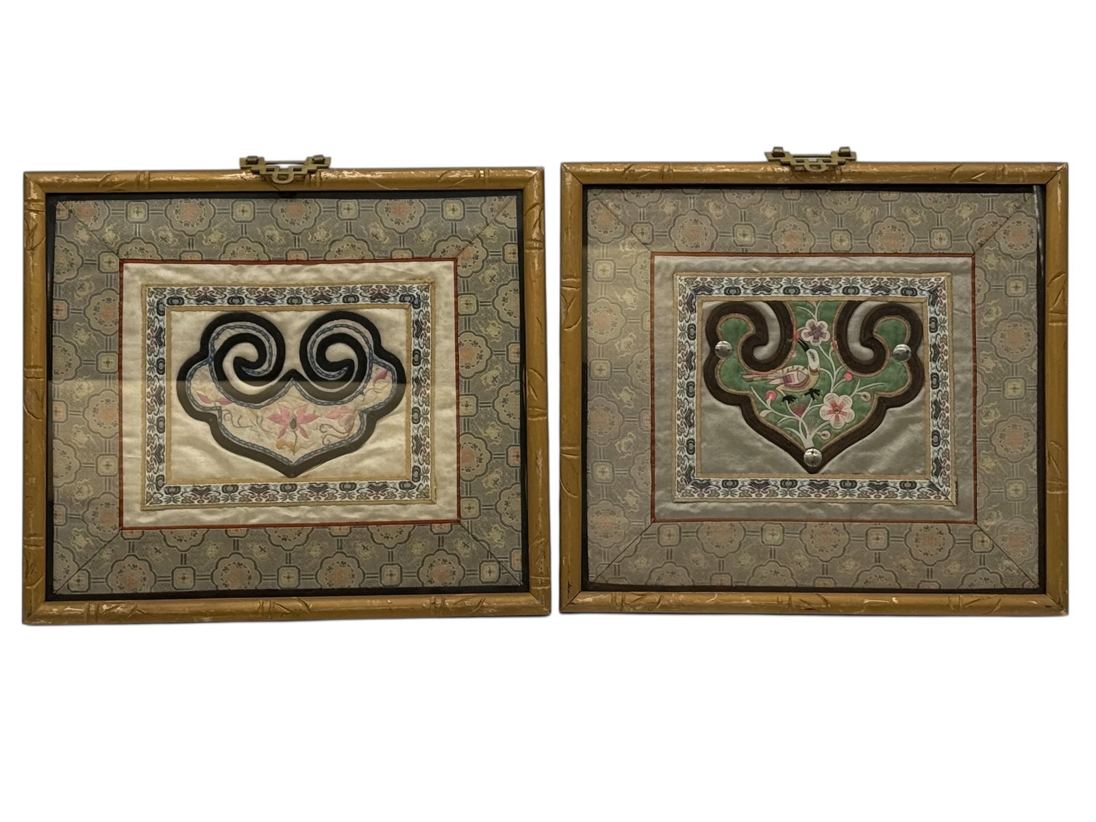 A Pair of Framed Chinese Embroidered Textile Panel (1 of 5)