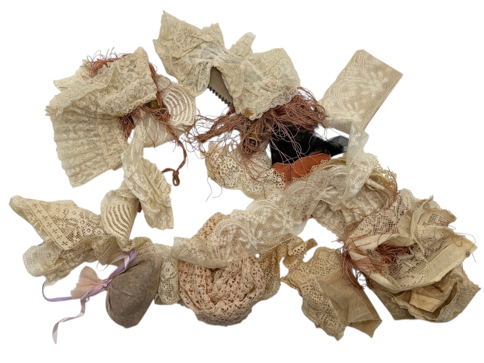 A Group of Assorted Lace and Textile Fragments (1 of 7)