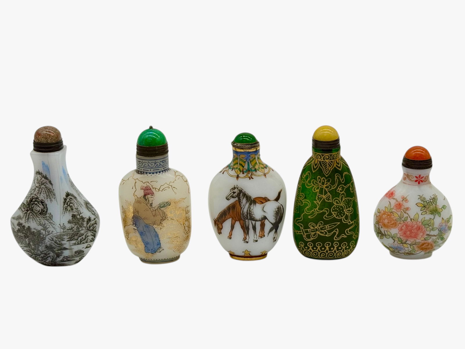A Group of Five Chinese Glass Snuff Bottles (1 of 8)