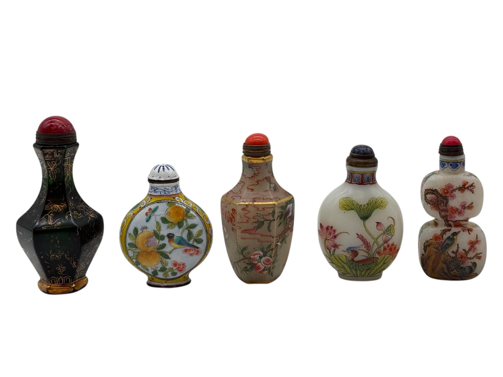 A Group of Five Chinese Glass Snuff Bottles (1 of 8)