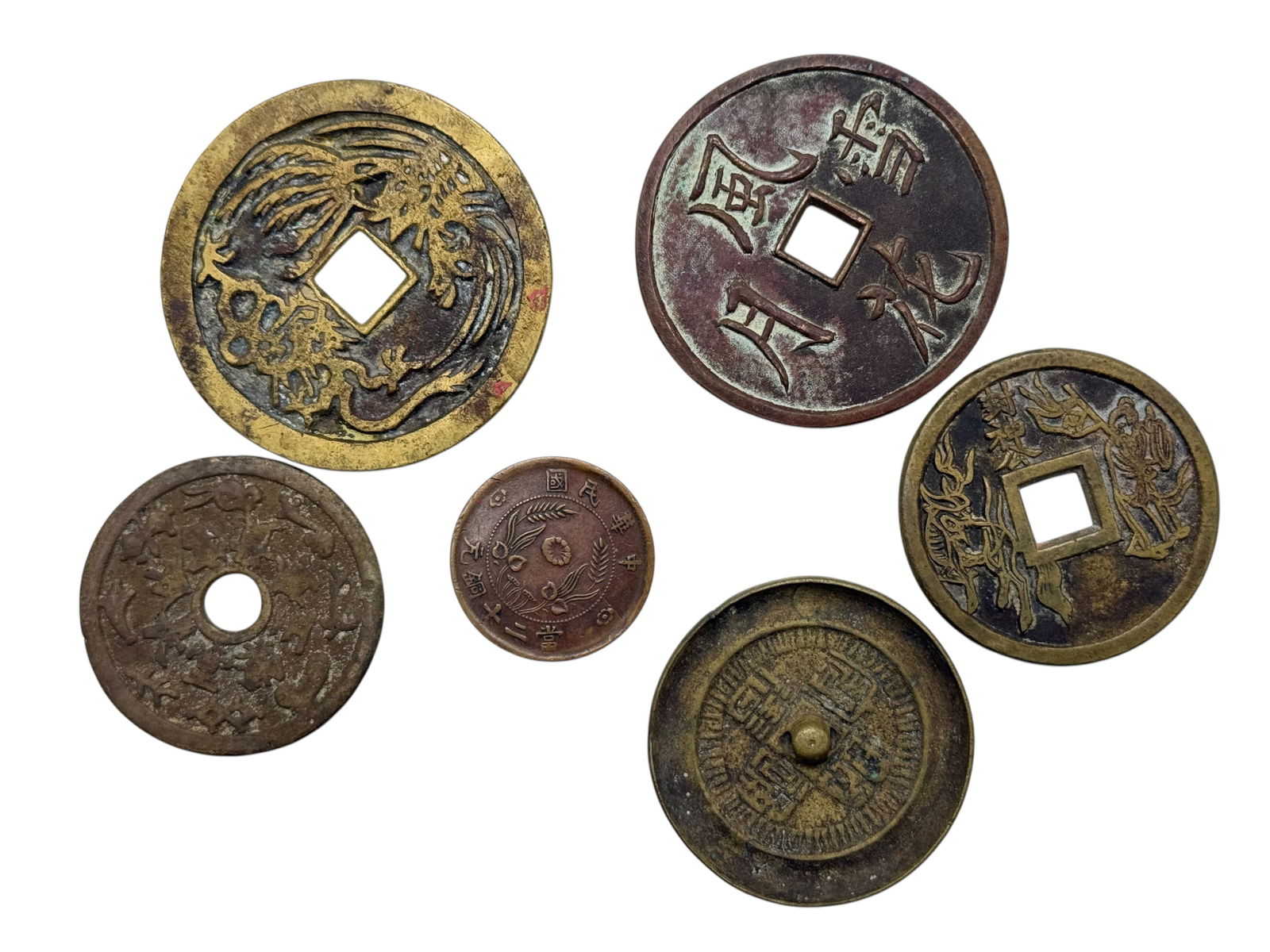 6 Pieces Chinese Bronze Cash Coins Collection (1 of 4)