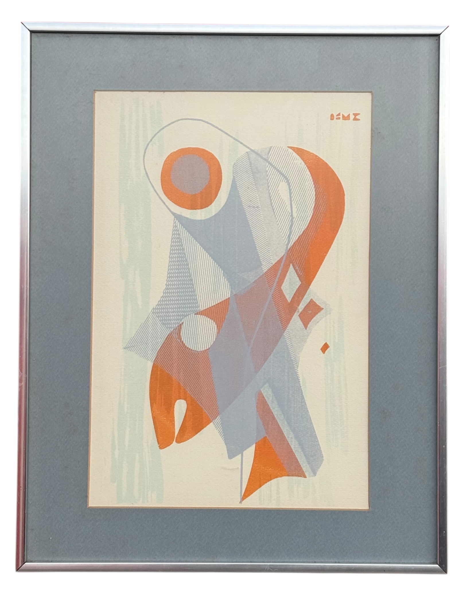 Modern Abstract Geometric Print, Signed: H : 18 3/8 in ( 46.67 cm ) W : 14 3/8 in ( 36.51 cm )