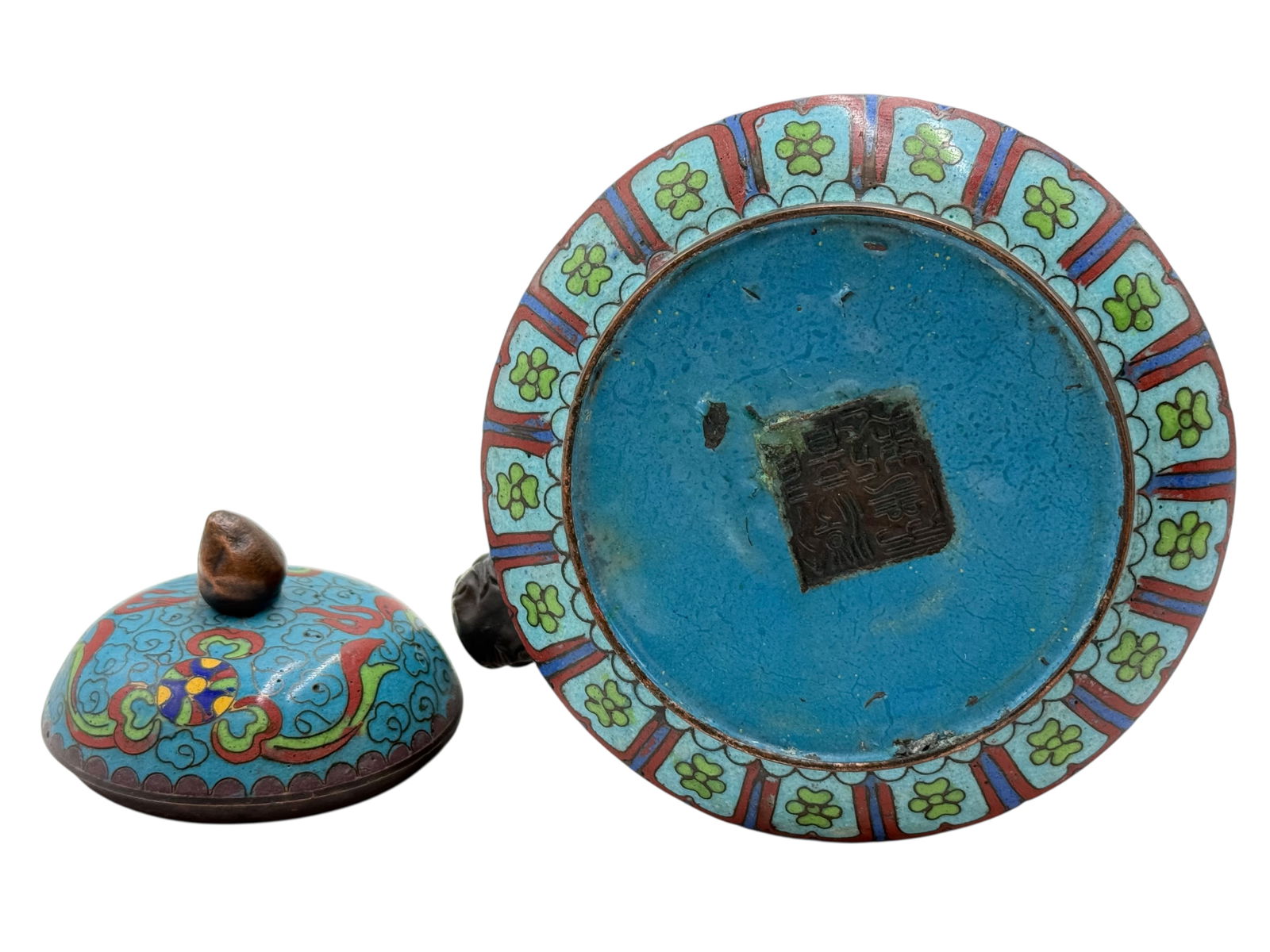 Chinese Cloisonné Enamel Teapot - 4