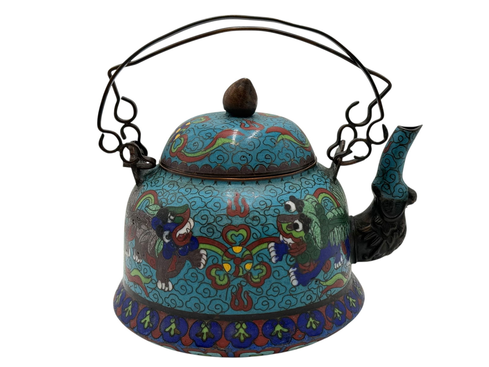 Chinese Cloisonné Enamel Teapot - 5