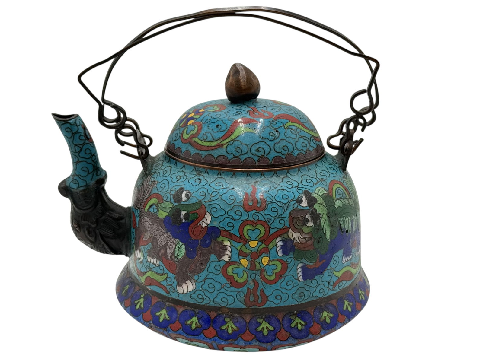 Chinese Cloisonné Enamel Teapot - 6