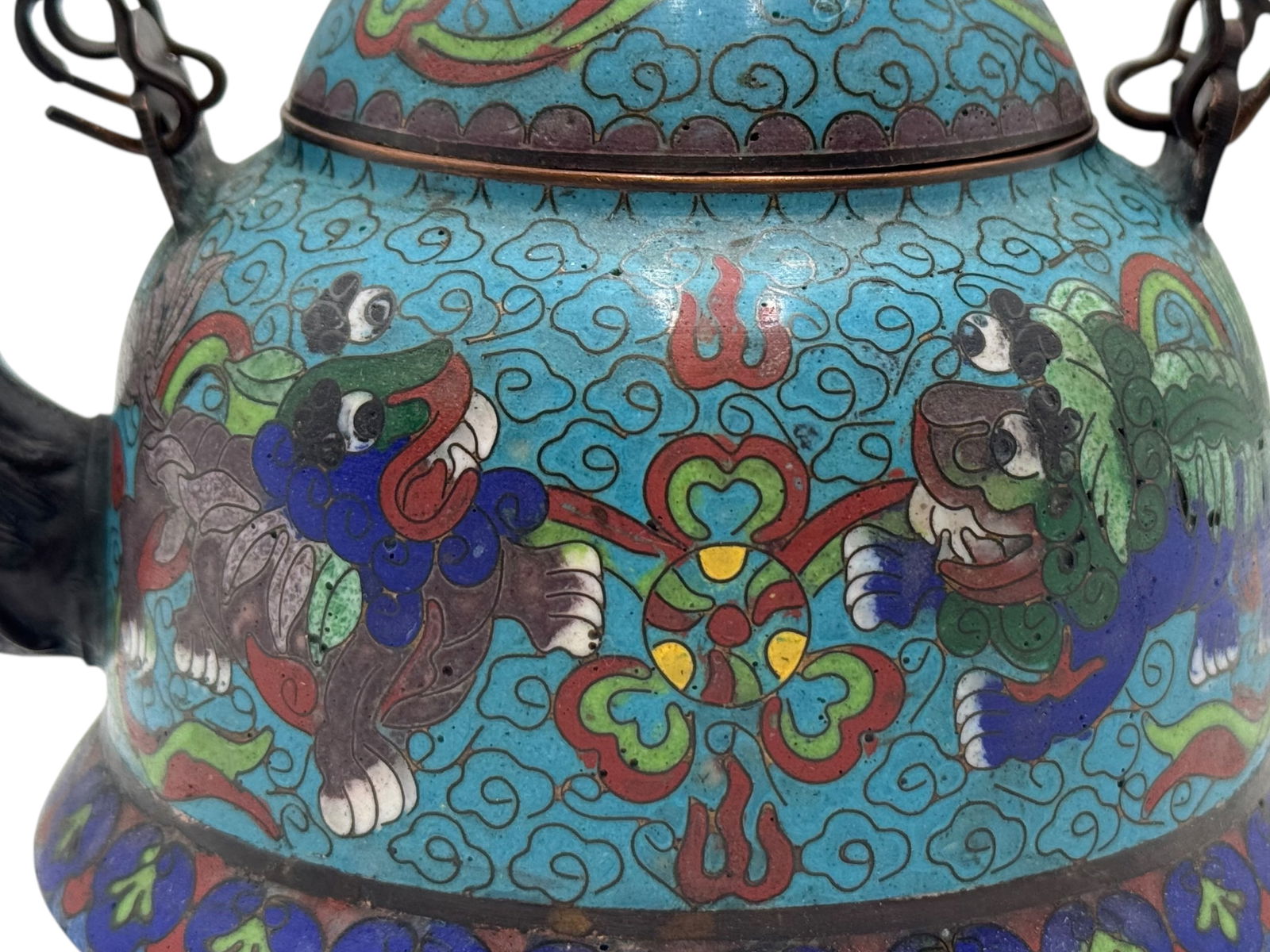 Chinese Cloisonné Enamel Teapot - 7