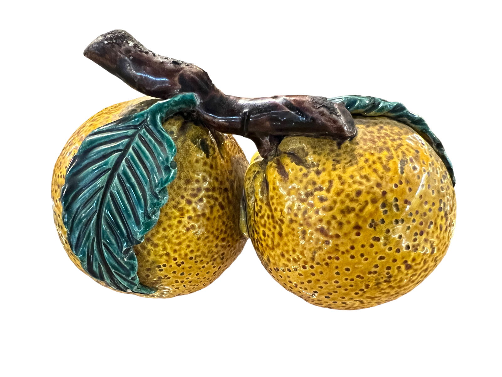 Antique Ceramic Orange Altar Temple Fruit: H: 4 1/2 in ( 11.43 cm) W: 6 1/2 in. ( 16.51 cm)