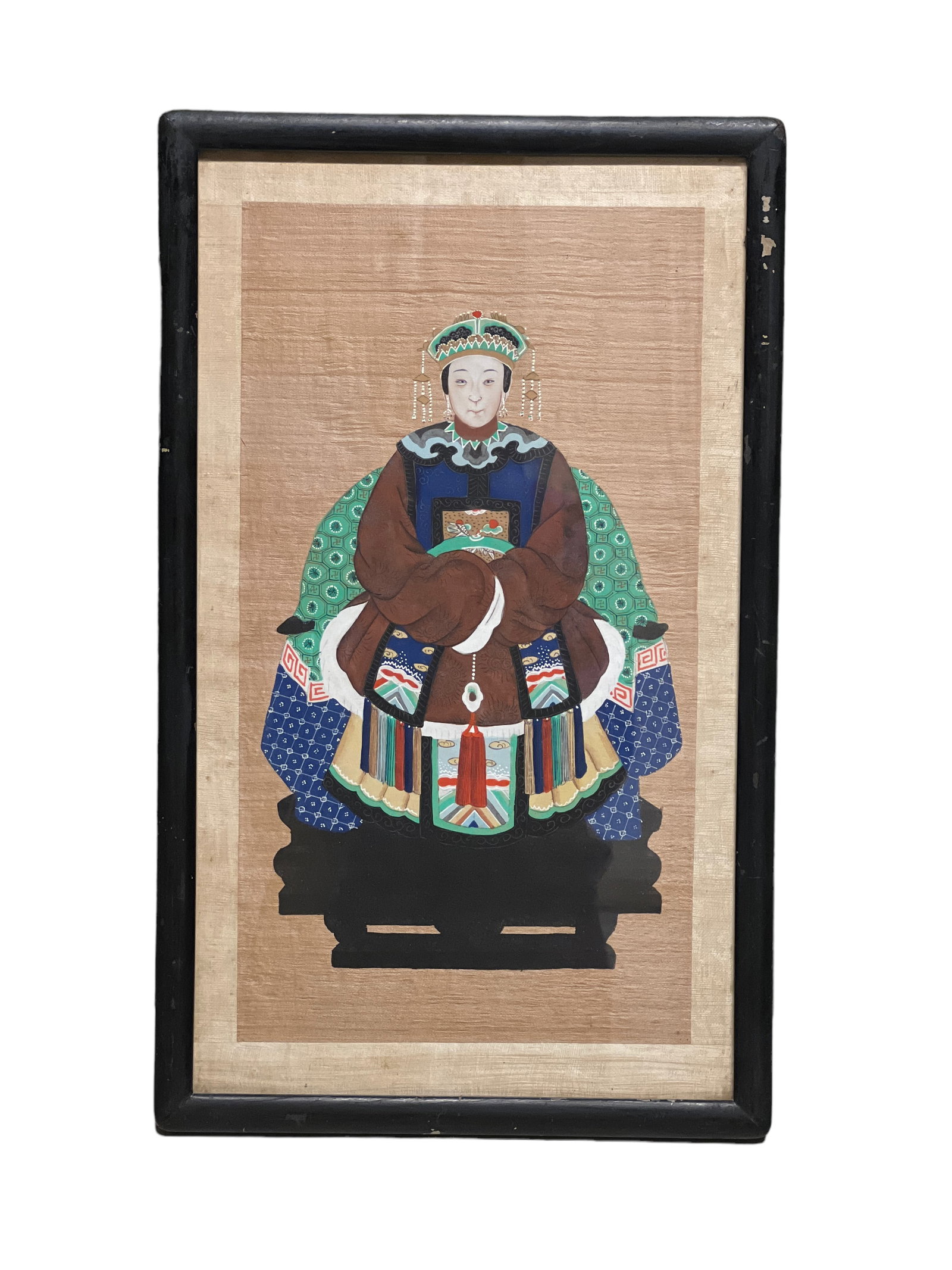 Framed Chinese School, Manchu: H : 19 3/4 in ( 50.17 cm ) W ; 12 in ( 30.48 cm )