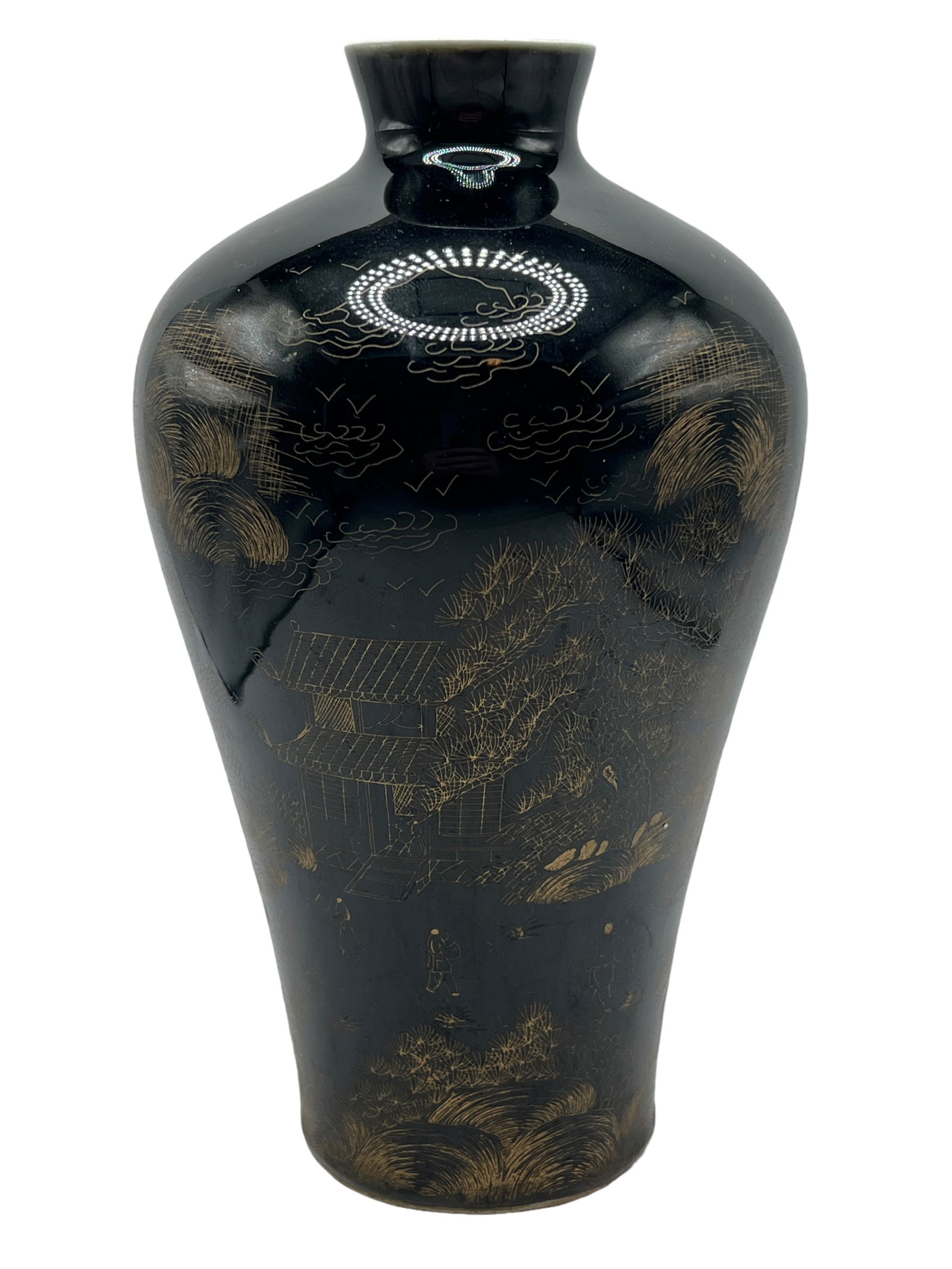 A Black Glazed Gilt Vase - 2