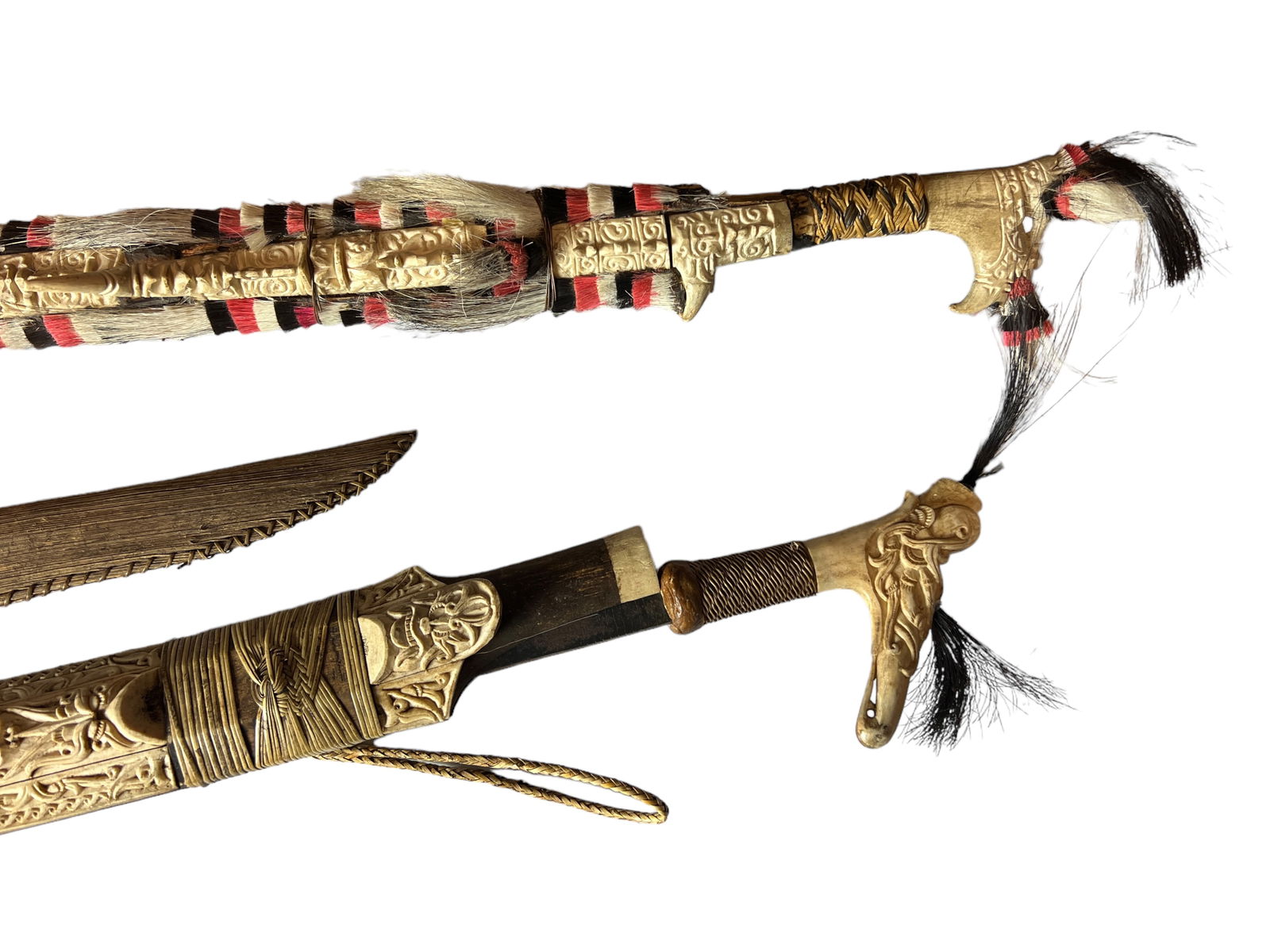 Two Bone Carved Mandau / Weapon - 3