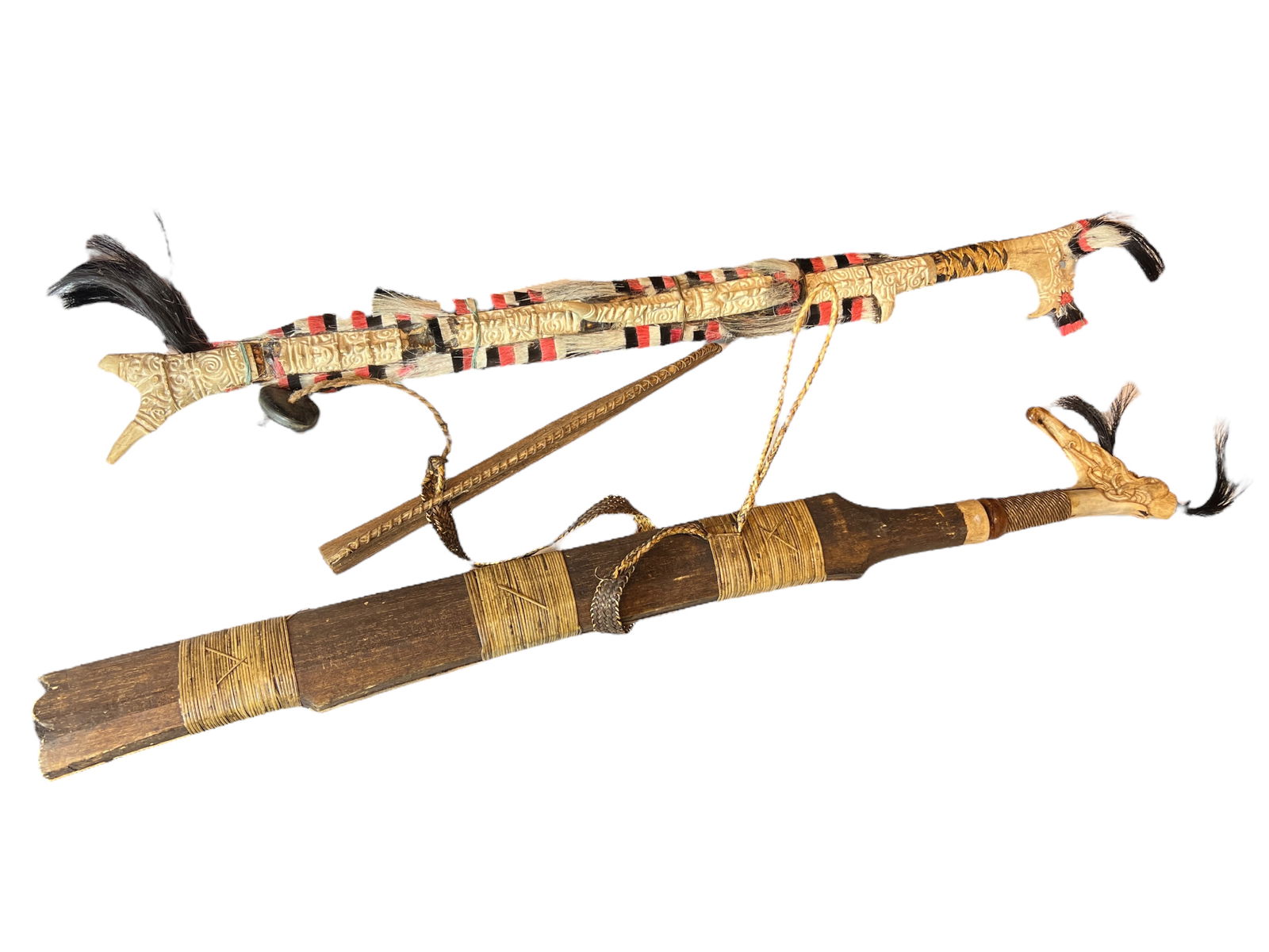 Two Bone Carved Mandau / Weapon - 4