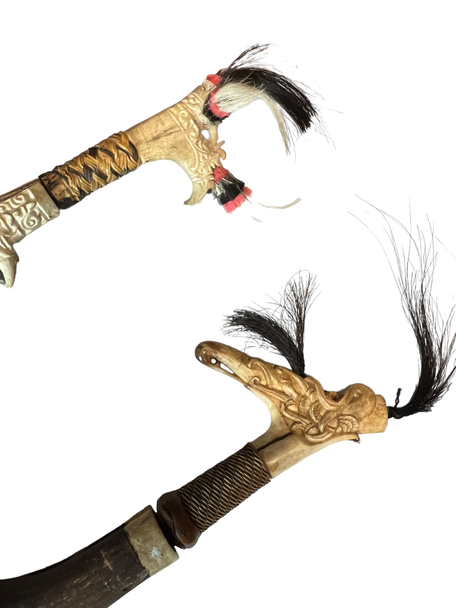 Two Bone Carved Mandau / Weapon - 6