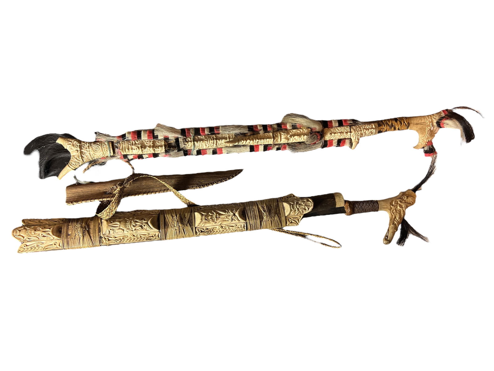 Two Bone Carved Mandau / Weapon - 7