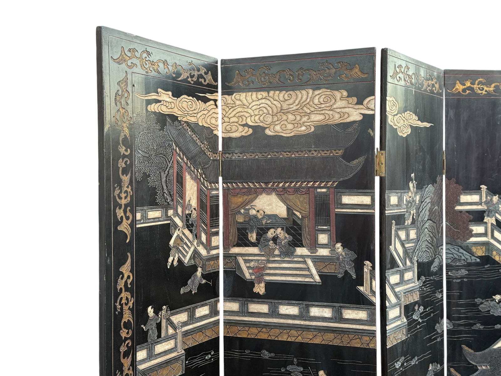 Chinese Four Panel Coromandel Lacquer Screen - 4