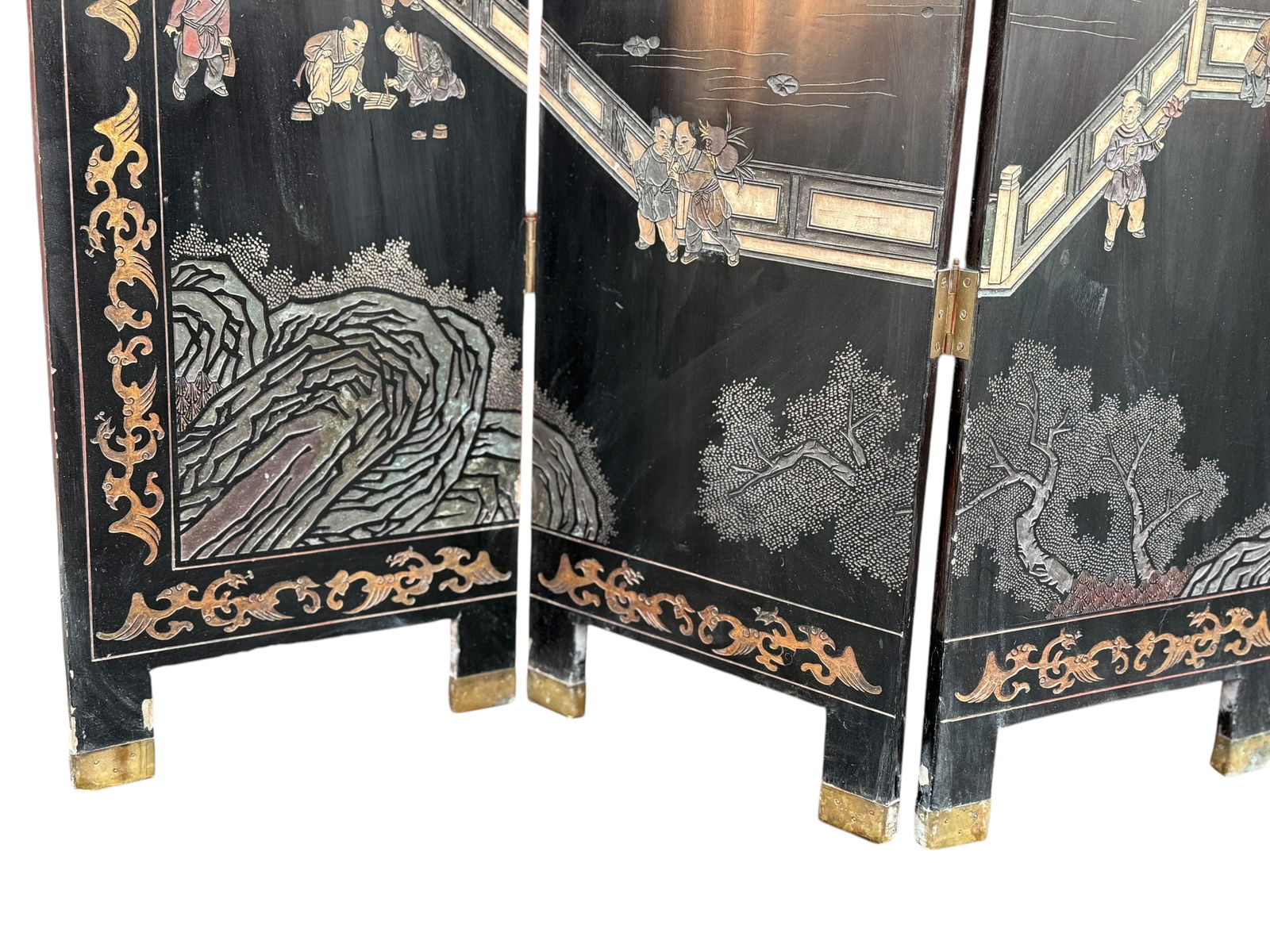 Chinese Four Panel Coromandel Lacquer Screen - 5
