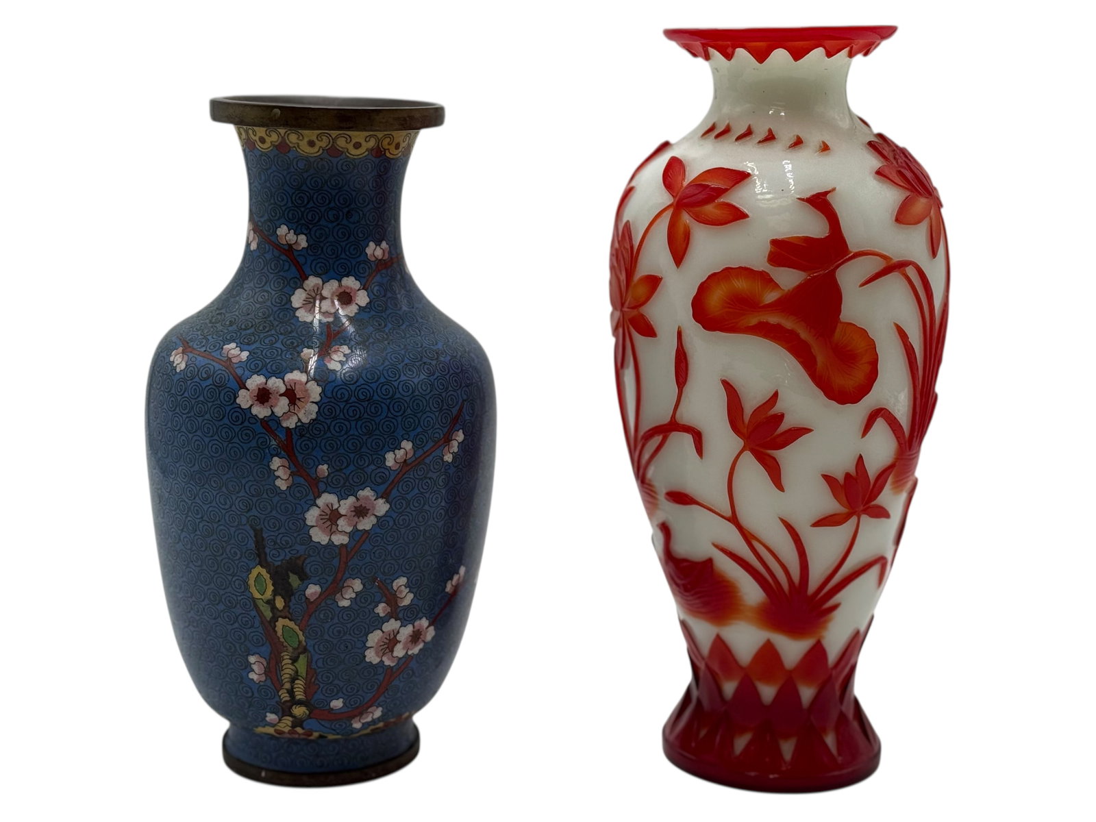 Pair of Chinese Vases – Cloisonné and Peking Glass (1 of 4)