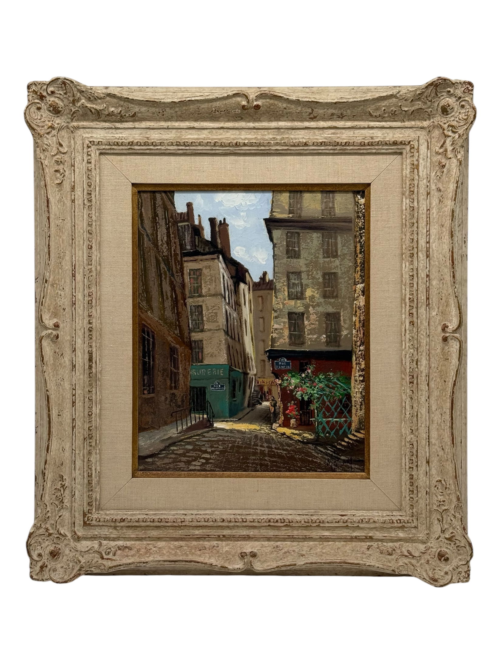 A Framed European Street Scene Painting, Signed (1 of 10)